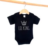 Goldengifts.nl baby rompertjes met tekst Lil king maat 86 korte mouwen stuks 1 zwart