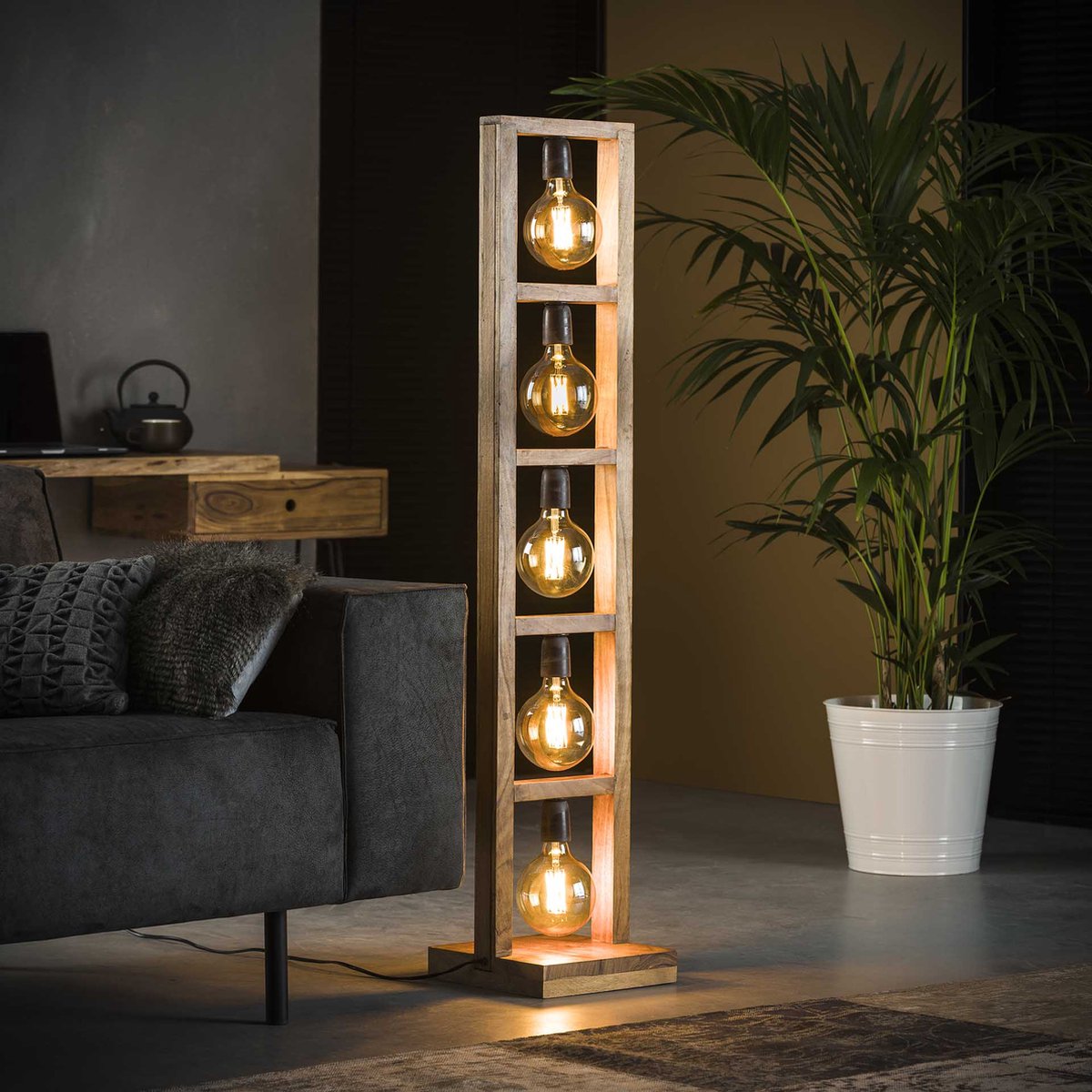 AnLi Style Vloerlamp 5L modulo houten frame