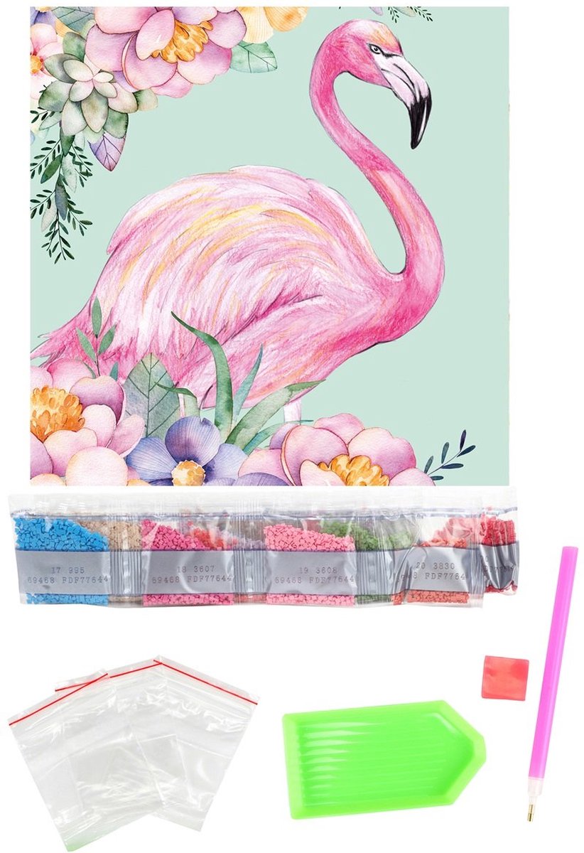 Diamond Painting - Kussenhoes 40x40cm - Flamingo