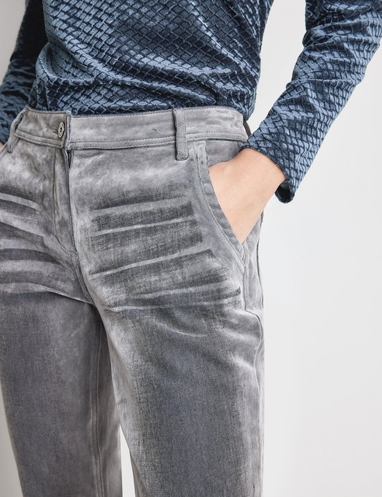 TAIFUN Dames Boyfriend jeans met fluweelachtige flockprint Silver Quartz-48  | bol.com
