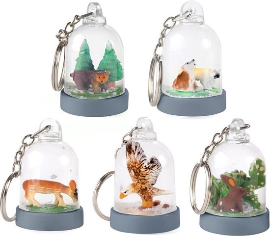 Mini Dieren Sneeuwbol Sleutelhanger – Prijs per stuk - Verschillend uitgeleverd