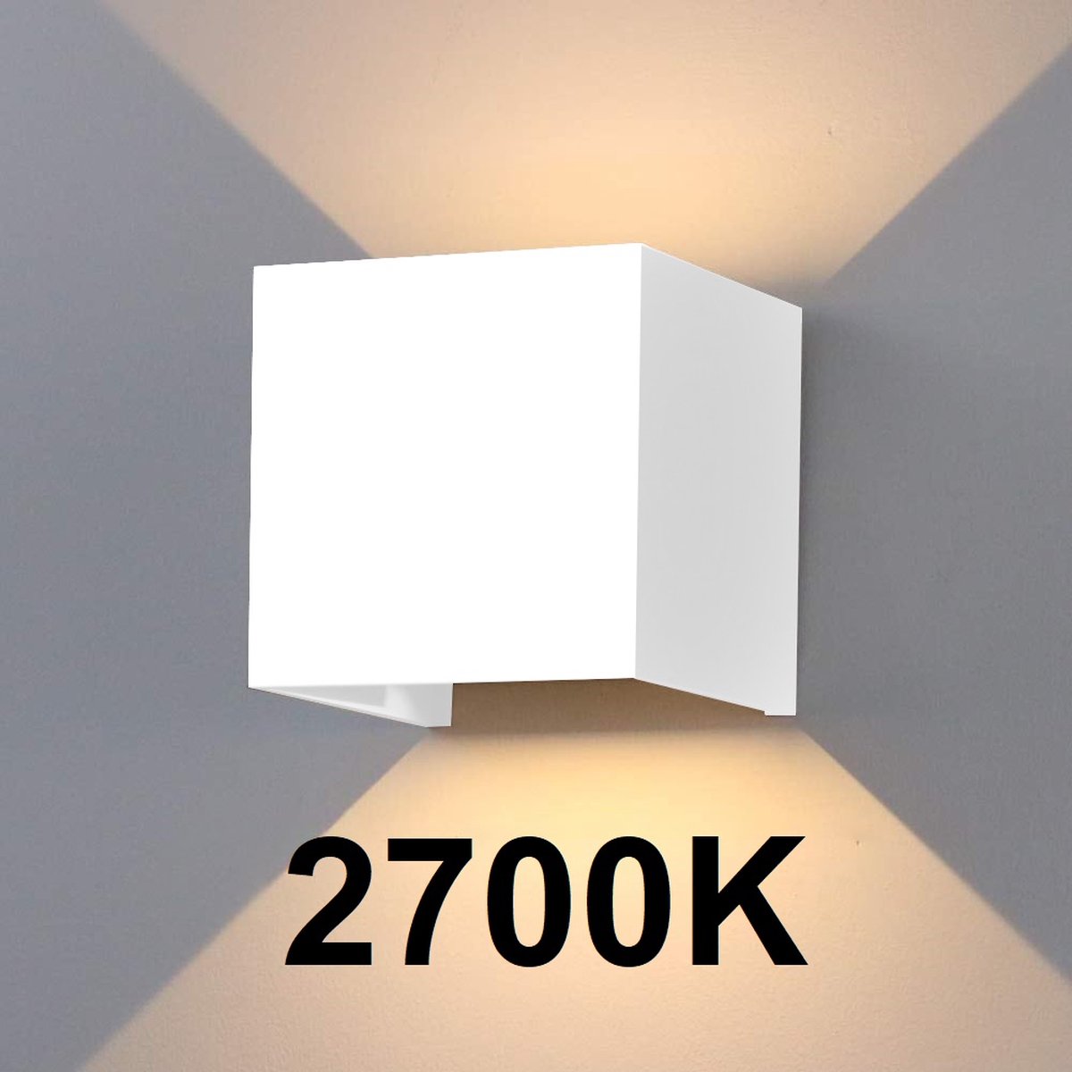Wandlamp wit voor binnen en buiten - Buitenlamp - Industrieel - LED - 12w - 10×10 cm - 2700k