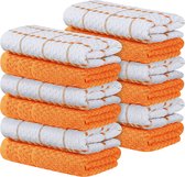 Utopia Towels - 12 Keuken Handdoeken Set - 38 x 64 cm - 100% Ring Gesponnen Katoenen Superzacht en Absorberend Schotelantennes, Theedoeken en Barkrukken Handdoeken (Oranje en Wit)