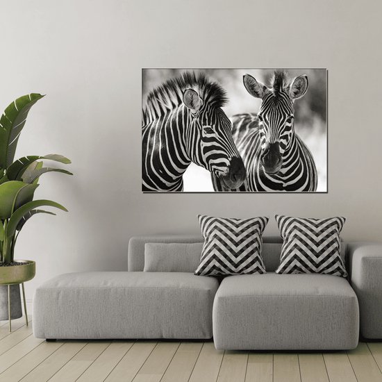 Wanddecoratie / Schilderij / Poster / Doek / Schilderstuk / Muurdecoratie / Fotokunst / Tafereel Zebra's gedrukt op Textielposter