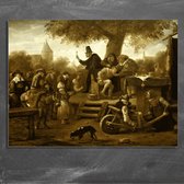 Wanddecoratie / Schilderij / Poster / Doek / Schilderstuk / Muurdecoratie / Fotokunst / Tafereel De Kwakzalver - Jan Havicksz Steen gedrukt op Geborsteld aluminium