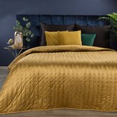 Oneiro’s luxe FRIDA Type 1 Beddensprei Oker - 170x210 cm – bedsprei 2 persoons - beige – beddengoed – slaapkamer – spreien – dekens – wonen – slapen