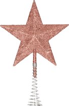 Kerstboom piek - ster - kunststof - donker roze - glitter - 20 cm