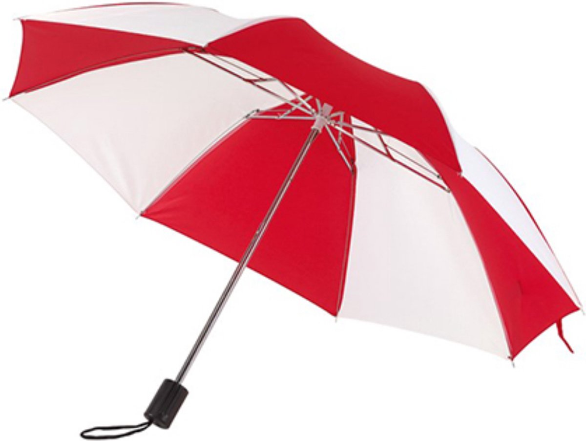 Opvouwbare paraplu - rood/ wit - polyester - 85 cm