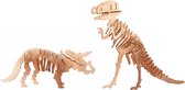 Cornelissen 3D puzzel set - dino's T-Rex en Triceratops - hout - 23 cm
