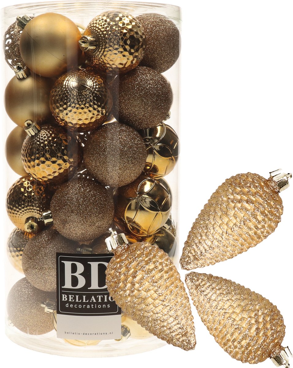 Kerstboom Decoratie 12 Stuks Glitter Kerstballen – Gouden & Witte Zuurstok Decoratie Voor Je Kerstboom Glitter Kerstdecoratie Set