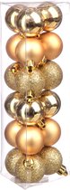 18x stuks kerstballen goud glans en mat kunststof diameter 3 cm - Kerstboom versiering