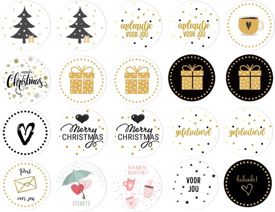 Set Sluitzegels – Sluitstickers – Leuke Sluitzegels – 45 mm Sluitzegel Stickers – Stickers Kerst – Verjaardag – Liefde – Zomaar – Inpakken – Knutselen – Stickers – Creatief voor Volwassenen – Kaarten Maken – Diverse Stickers