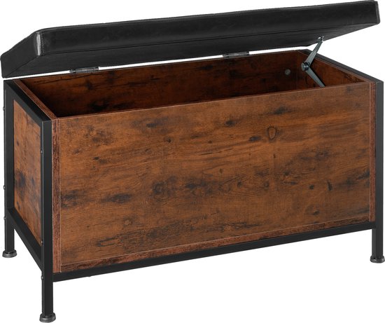 tectake - Boîte de siège rembourrée Calico dim. 81 x 41,5 x 50,5 cm - marron foncé - 404638