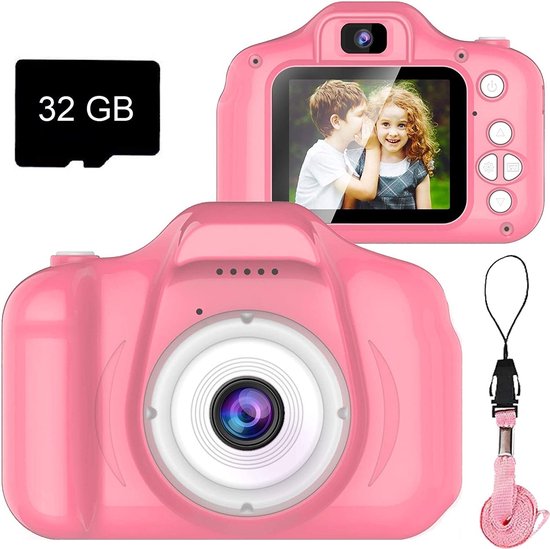 HD Digitale Camera voor Kinderen - Inclusief 32 GB SD-Kaart - Roze