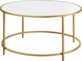 Signatu Home Ohio Salontafel - Woonkamertafel Ronde - banktafel Tafel met spaanplaatoppervlak en goudkleurig stalen frame - Modern witgoud