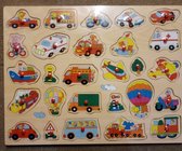 Johntoy houten knopjes puzzel voertuigen