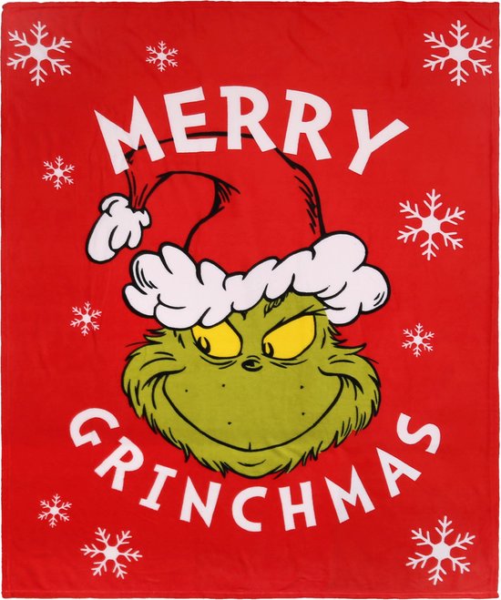 The Grinch Kerstdeken / sprei, rood, zacht, 130x160m
