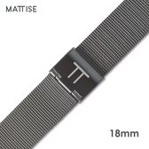 MATTISE Zilver Unisex Verwisselbaar Horlogebandje van Gewoven Staal — 18 mm aanzetmaat — Zilveren Horlogeband Horlogebandjes — 18 mm Horloge bandje