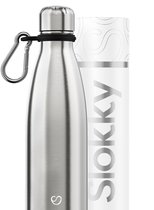 Slokky - Bouteille thermos en acier inoxydable et mousqueton Mono noir - 500 ml
