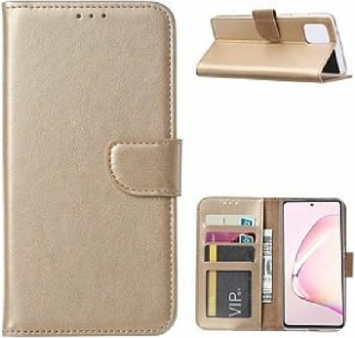 Samsung Note 10 Lite Hoesje Met Pasjeshouder Bookcase Goud