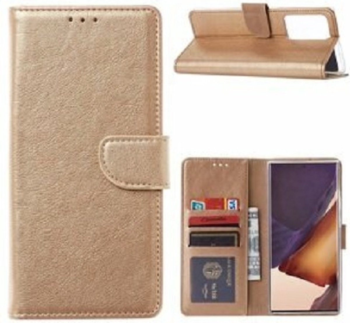 Samsung Galaxy S21 Ultra Hoesje Met Pasjeshouder Bookcase Goud