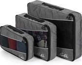 Sunflake Packing Cubes Set - 3 Stuks - Geschikt voor Koffer, Backpack & Handbagage - Grijs