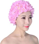 Winkrs | Licht roze bloemetjes badmuts | Douche accessoire, haarbedekking, douchecap, zwemmen