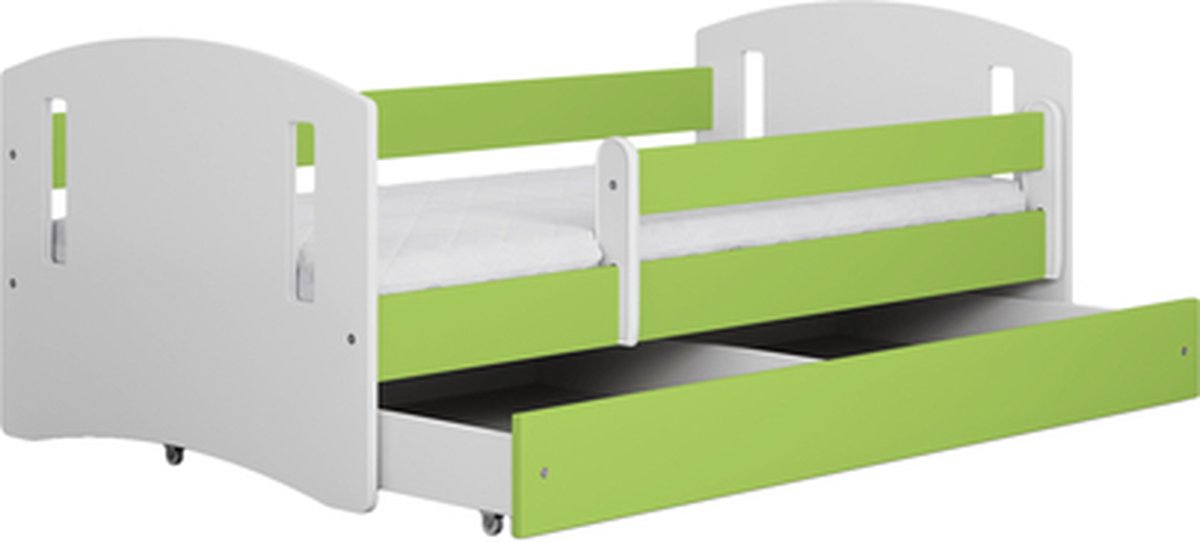 Bed classic 2 groen met lade matras 140/80
