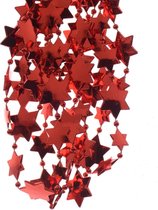 4x stuks kerst rode sterren kralenslingers kerstslingers 270 cm - Guirlande kralenslingers - Kerst rode kerstboom versieringen