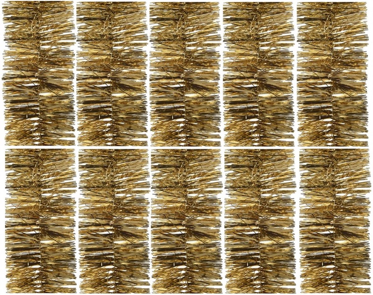 10x Kerstslingers goud 270 cm - Guirlande folie lametta - Gouden kerstboom versieringen
