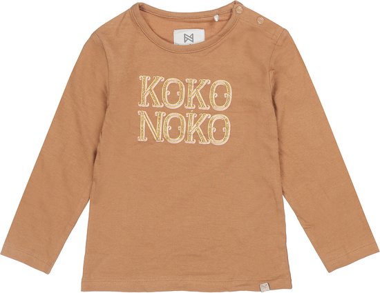 Koko Noko U44919 Tops & T-shirts Meisjes - Shirt - Camel - Maat 92