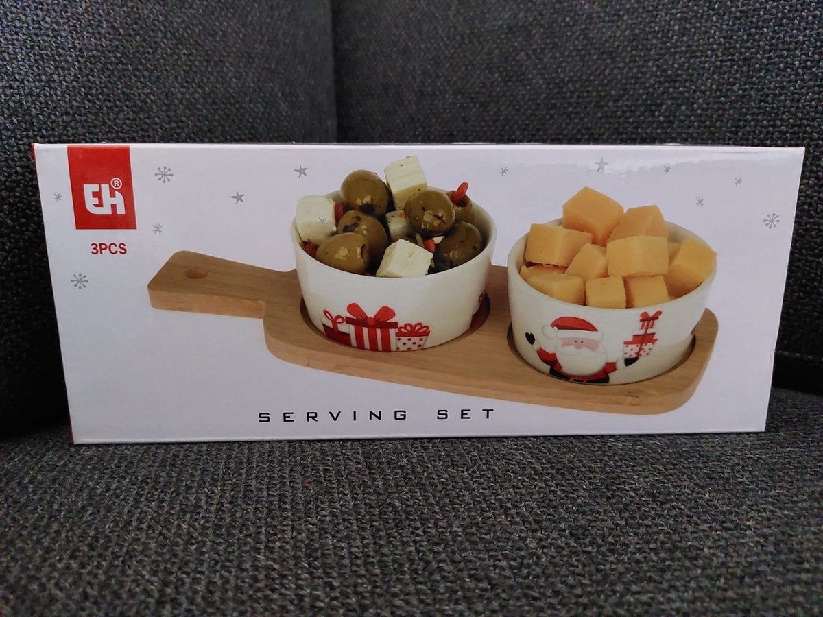 MIJOMA - Set De Service De Noël En Bois Et Verre (5 Pièces) - Traîneau Avec 4 Bols Pour Apéritifs, Fromages, Sauces - 7