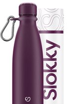 Slokky - Matte Purple Thermosfles, Dop & Karabijnhaak - 500ml
