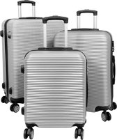 Travelsuitcase - Kofferset Malaga 3 delig - Reiskoffers met cijferslot - Stevig ABS - Zilver