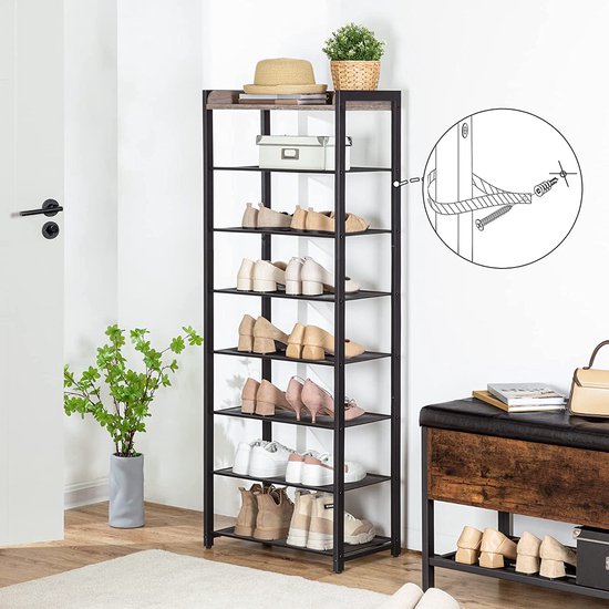 IDIMEX Schoenenrek Dublin met 3 planken in het zwart. Robuust schoenenrek met metalen frame, stijlvol verchroomd. Ideaal voor hal en hal
