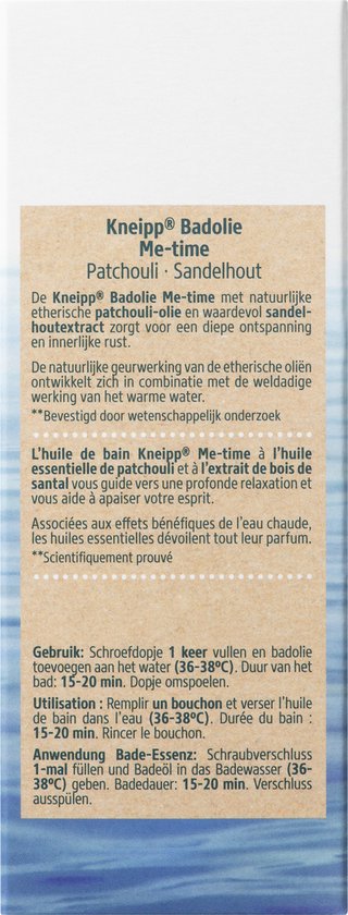 Kneipp Me-Time - Badolie - Patchouli en Sandelhout - Rust en ontspanning - Vegan - 1 st - 100 ml - Kneipp