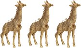 3x Kersthangers figuurtjes gouden giraf 8 cm - Dieren thema kerstboomhangers