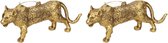 2x Kersthangers figuurtjes gouden luipaard 12,5 cm - Dieren thema kerstboomhangers