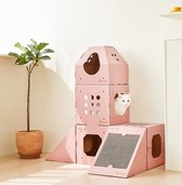 Catssle Eco-Cat Play house roze complete set by paper [Korean Products]