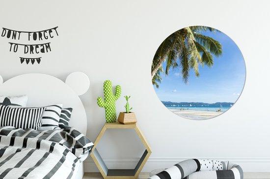 Palmiers sur la plage de Boracay Wall cercle aluminium ⌀ 90 cm - impression photo sur cercle mural / cercle vivant / cercle jardin (décoration murale)