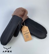 Apex Gloves Leren Dames  Handschoenen  - Premium kwaliteit %100 Schapenleer met Lijn - Donker Blauw - Winter - Extra warm - Maat L