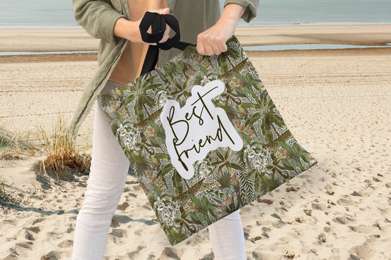 MuchoWow® Sac bandoulière - Sac de plage - Shopper Proverbes - Citations - BFF - Best ami - Meilleurs amis - 40x40 cm - Sac en coton