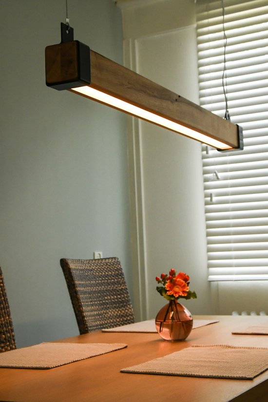 Houten hanglamp - Keukenlamp - Bright Light - Design - Balk - LED - hanglamp - Hoogte instelbaar I Bright light 150