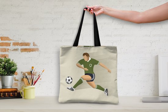 MuchoWow® Sac à bandoulière - Sac de plage - Big Shopper - Sac à provisions - Illustration d'une personne tirant un ballon de football - Meiden - Garçons - Enfants - 40x40 cm - Sac en coton