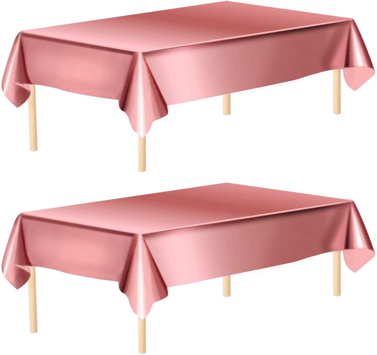 Partizzle 2x Rose Goud Plastic Wegwerp Tafelkleed Set - Verjaardag Bruiloft Sweet 16 Versiering - Feest Decoratie - 274 x 137 cm - Partizzle®
