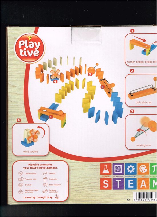 Thumbnail van een extra afbeelding van het spel hindernis domino/ obstacle domino run vanaf 3 jaar 60 stuks