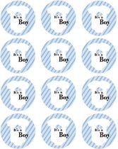 12 Sluitzegels It's A Boy - Geboorte Jongen - 12 Stickers Baby Blauw Hemdje - Sluitzegel Geboortekaartje - Sticker Envelop Felicitatie - Bedankje Geboorte Jongen - Traktatie Geboorte Jongen