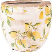 Clayre & Eef Pot de fleurs Ø 18x17 cm Jaune Céramique Citron Pot de fleurs d'intérieur