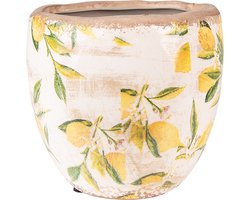 Clayre & Eef Bloempot Ø 18x17 cm Geel Keramiek Citroen