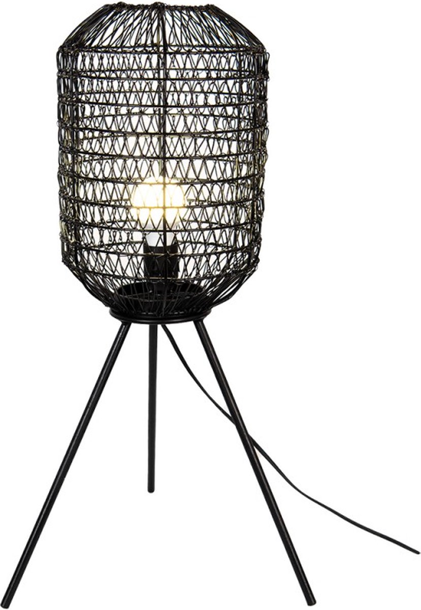 Vtw Living - Sfeervolle tafellamp van metaal zwart 63 cm hoog